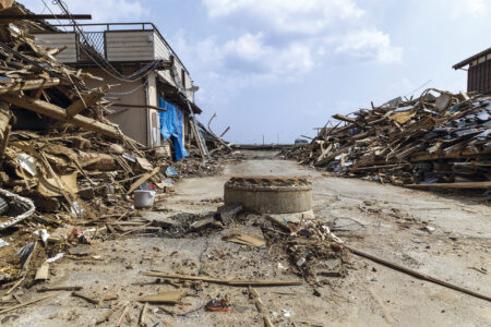 地震と津波で壊滅的な被害を受けた石川県珠洲市宝立町 ＝2024年３月14日、野田雅也撮影